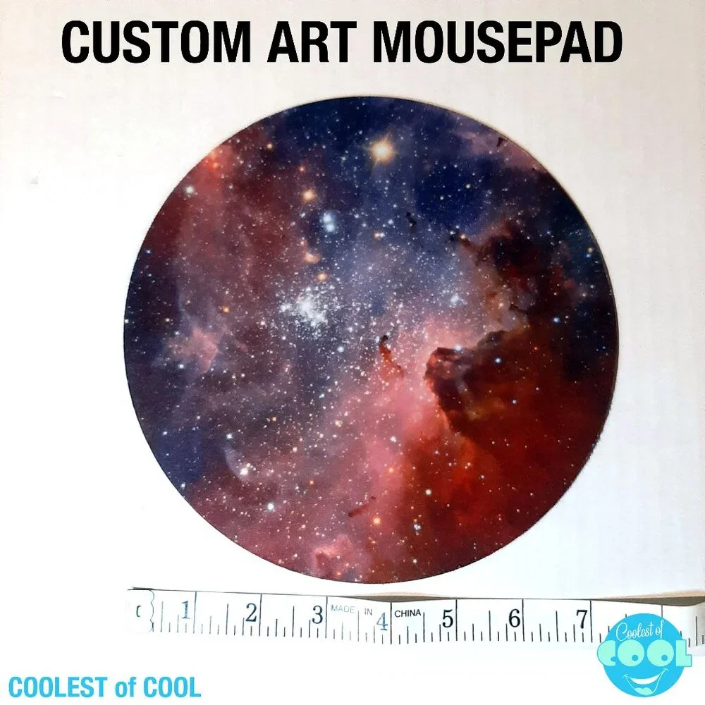 Galaxy space nebula custom art print no slip computer mouse pad 7 inch circle
